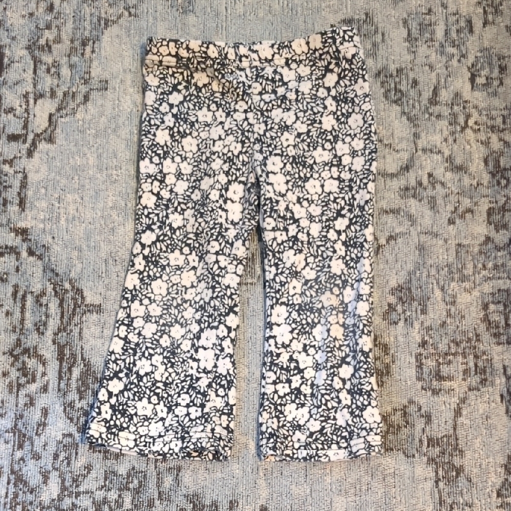 Floral Black and White Flared Pants